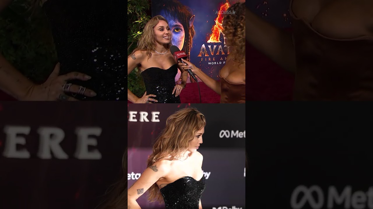 מיילי סיירוס בשמלה נוצצת לקראת הסרט אוואטר החדש